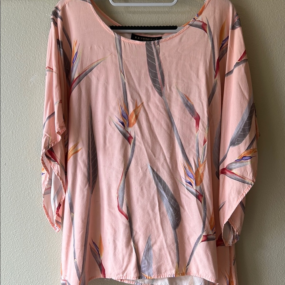 Lex Breezy Pink Blouse with 3/4 Sleeves